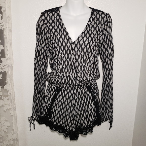 Band of Gypsies Pants - Band of gypsies tribal print lace trim romper